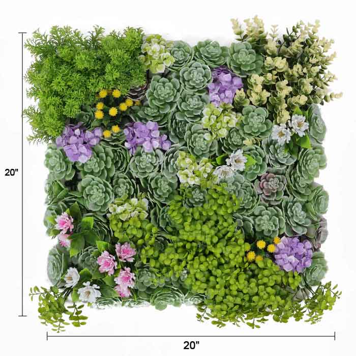 Designer Plants USA Artificial Dense Succulent Green Wall Panel 20" x 20" UV Resistant