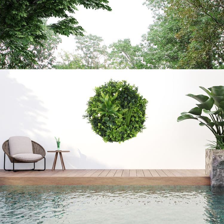 Designer Plants USA Slimline Flowering White Artificial Green Wall Disc UV Resistant 40"