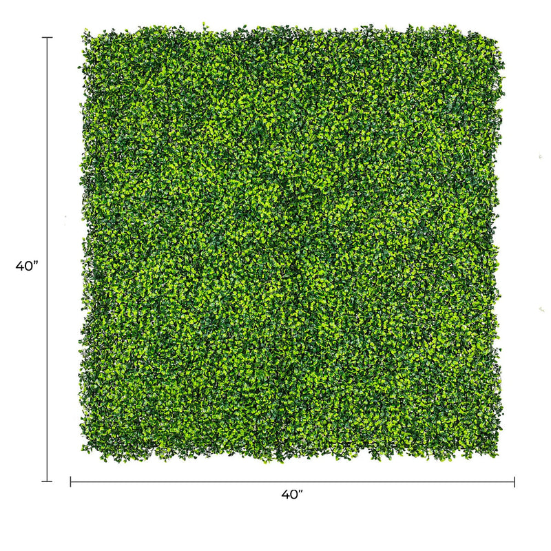 Designer Plants USA Artificial Mixed Boxwood Hedge Panel Wall 40" x 40" Commercial Grade
