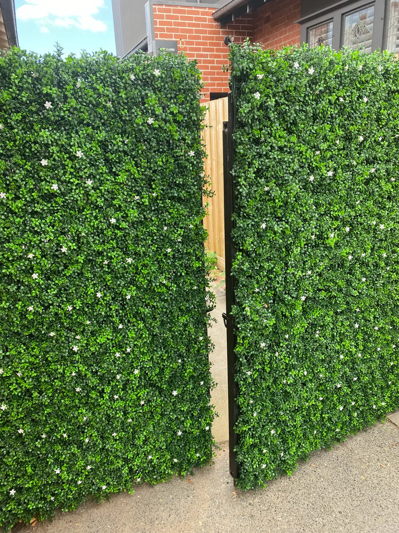 Designer Plants USA White Flowering Artificial Boxwood Wall 40" x 40" Commercial Grade