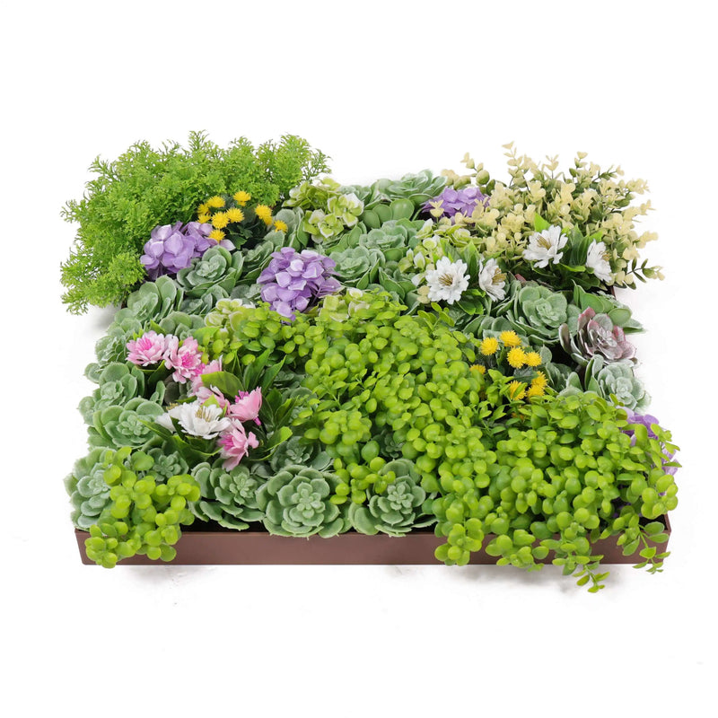 Designer Plants USA Artificial Moss and Succulent Hanging Wall Art 20" Square UV Resistant