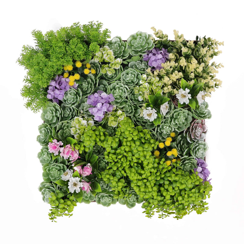 Designer Plants USA Artificial Moss and Succulent Hanging Wall Art 20" Square UV Resistant