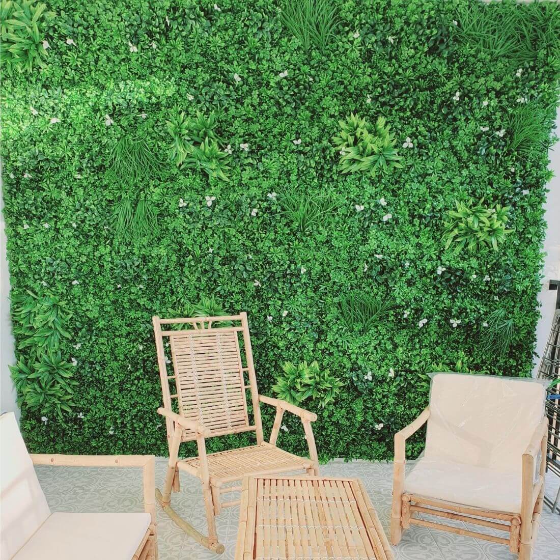 Designer Plants USA Luxury White Oasis Artificial Vertical Garden 40" x 40" 11SQ FT Commercial Grade UV Resistant