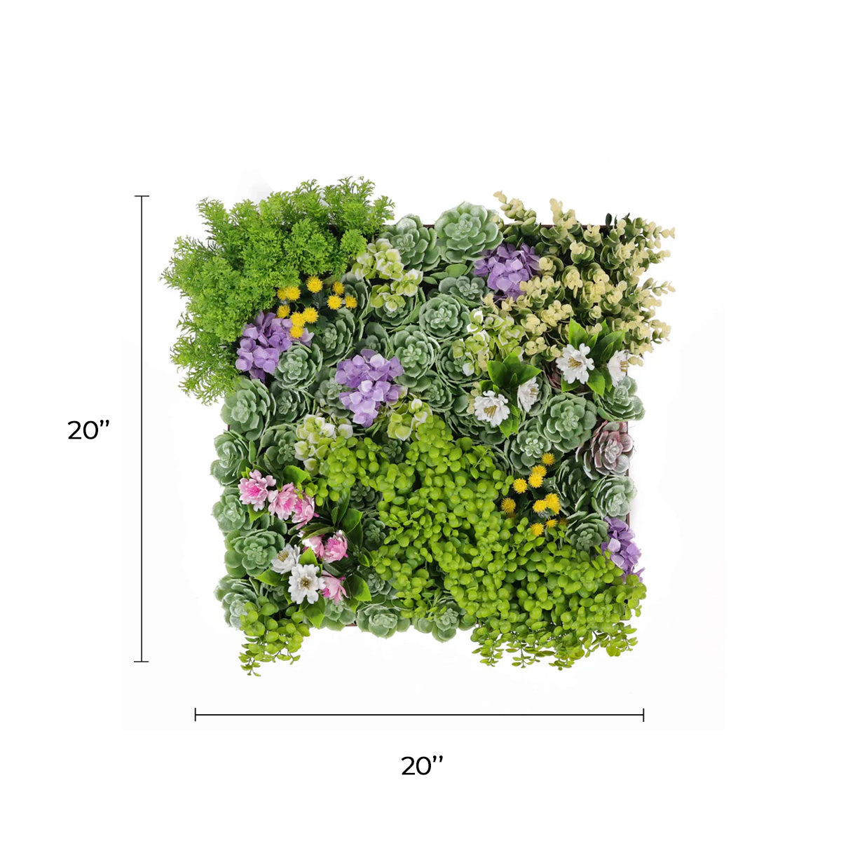 Designer Plants USA Artificial Moss and Succulent Hanging Wall Art 20" Square UV Resistant