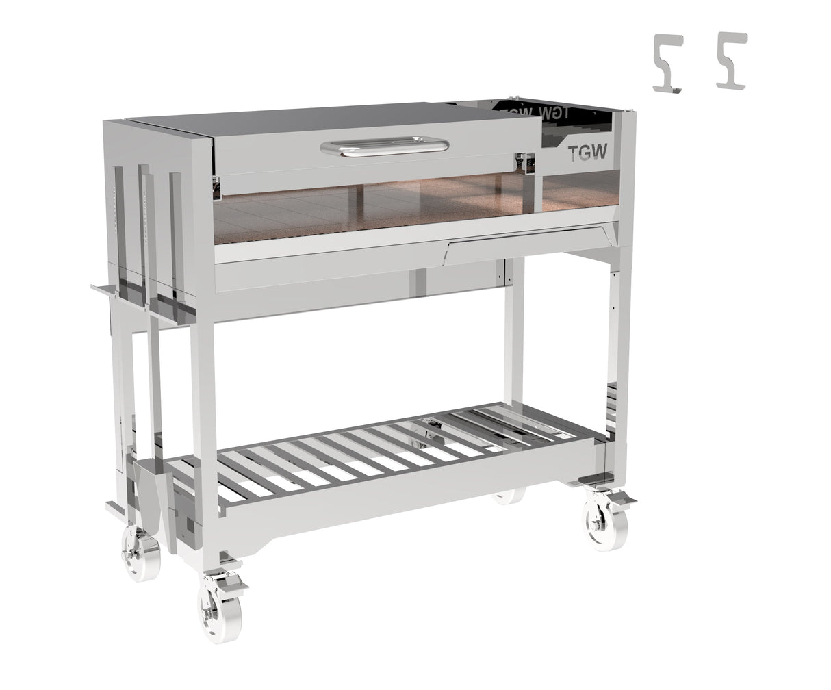 Tagwood BBQ Argentine Wood Fire & Charcoal Gaucho Grill BBQ18SS Stainless Steel Freestanding Grill with Shovel Poker & Heavy-Duty Casters for Mobility PRE-ORDER