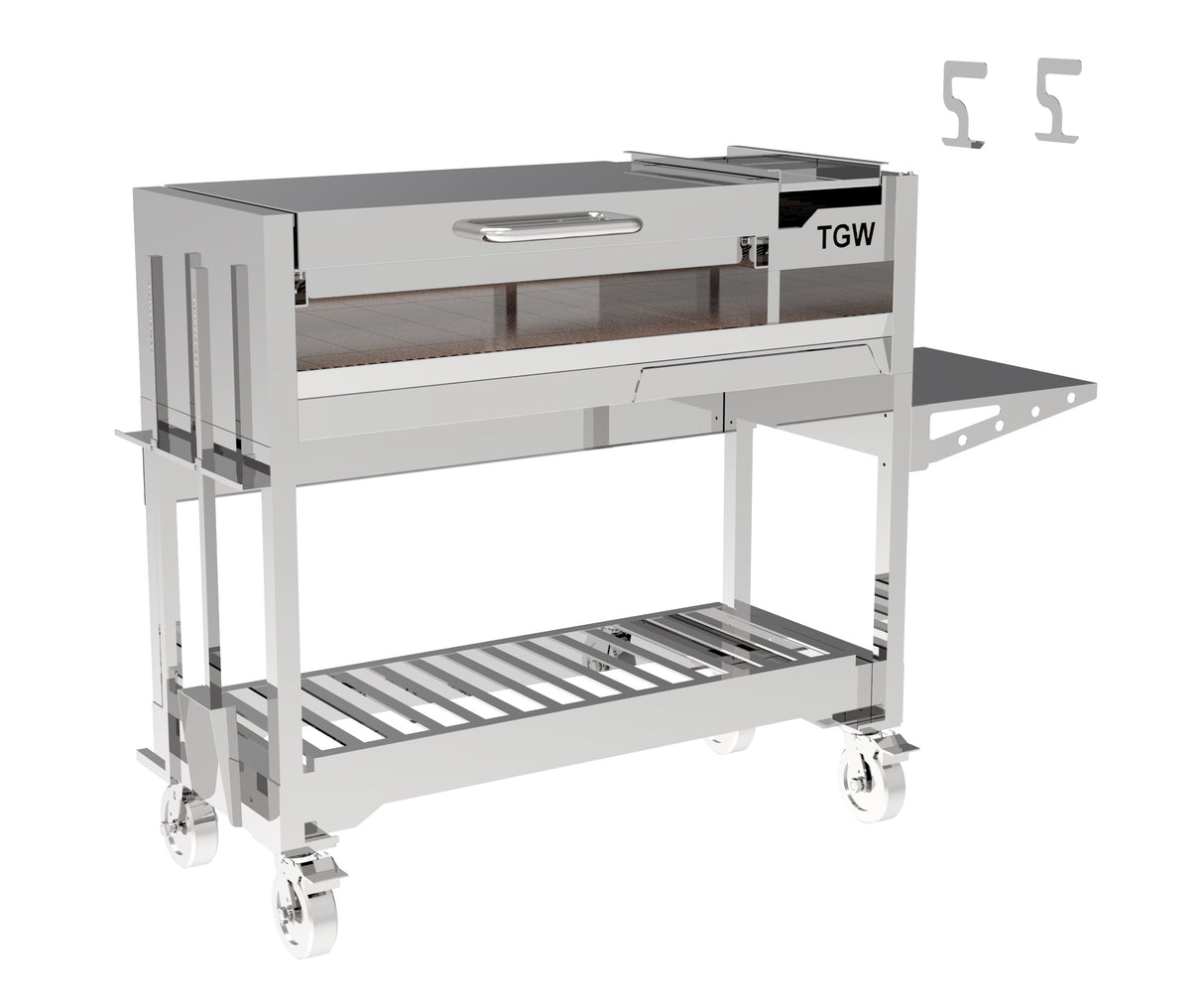 Tagwood BBQ Argentine Wood Fire & Charcoal Gaucho Grill BBQ18SS Stainless Steel Freestanding Grill with Shovel Poker & Heavy-Duty Casters for Mobility PRE-ORDER