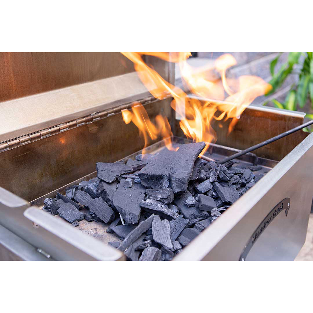 Meadow Creek BBQ26S Charcoal Grill Chicken Cooker with Rotating Grates and Free Standing Legs