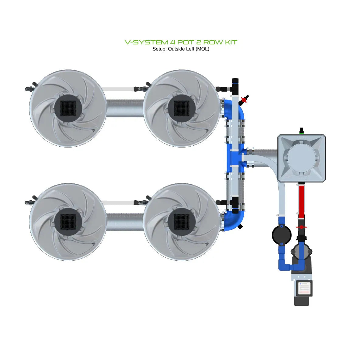Alien Hydroponics V-SYSTEM 4 Pot 2 Row Kit