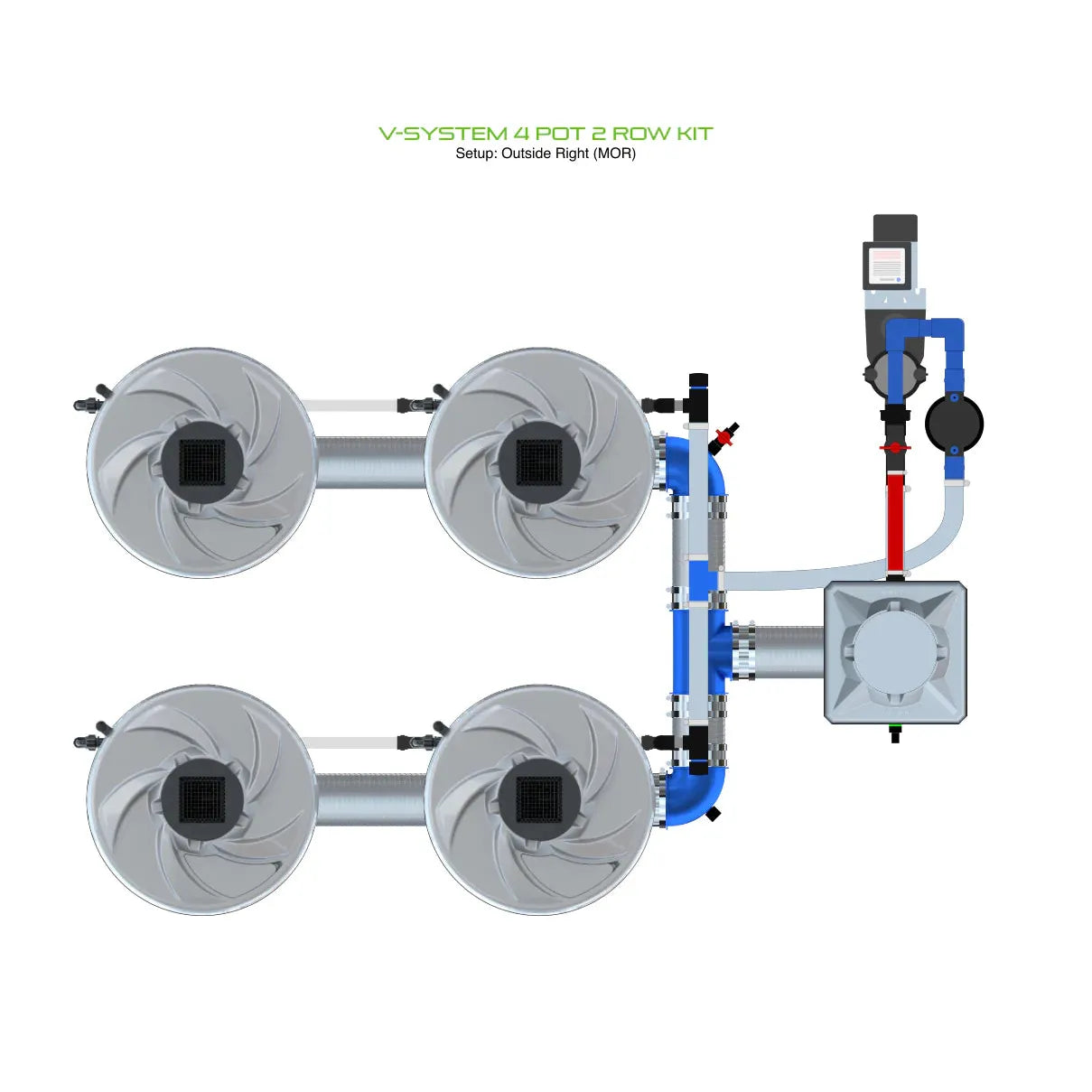 Alien Hydroponics V-SYSTEM 4 Pot 2 Row Kit
