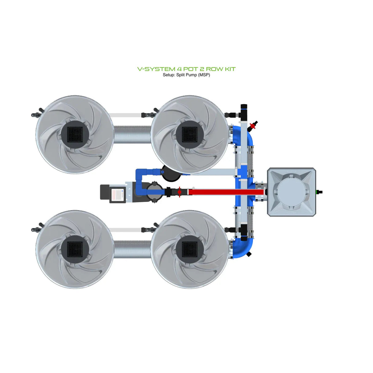 Alien Hydroponics V-SYSTEM 4 Pot 2 Row Kit