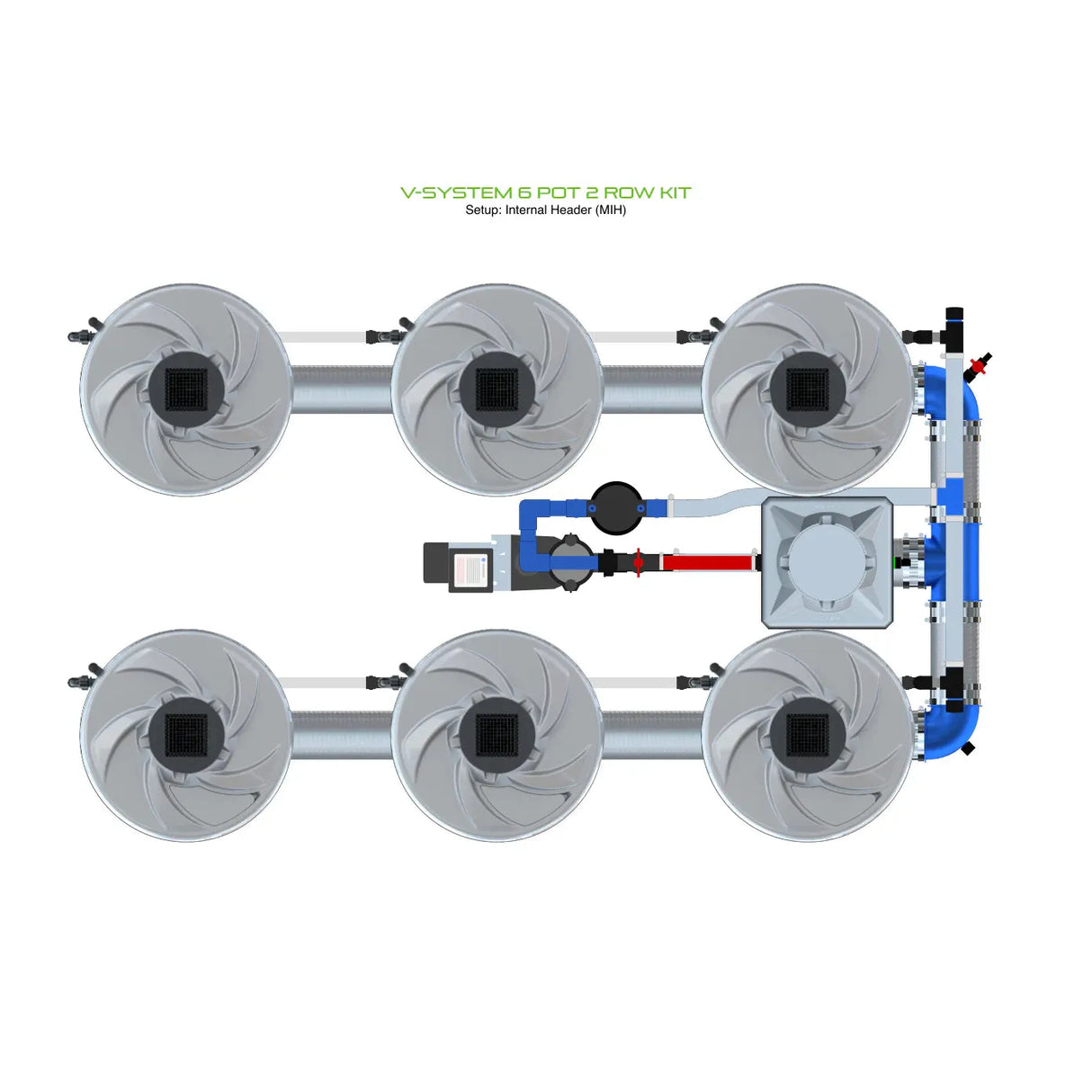 Alien Hydroponics V-SYSTEM 6 Pot 2 Row Kit