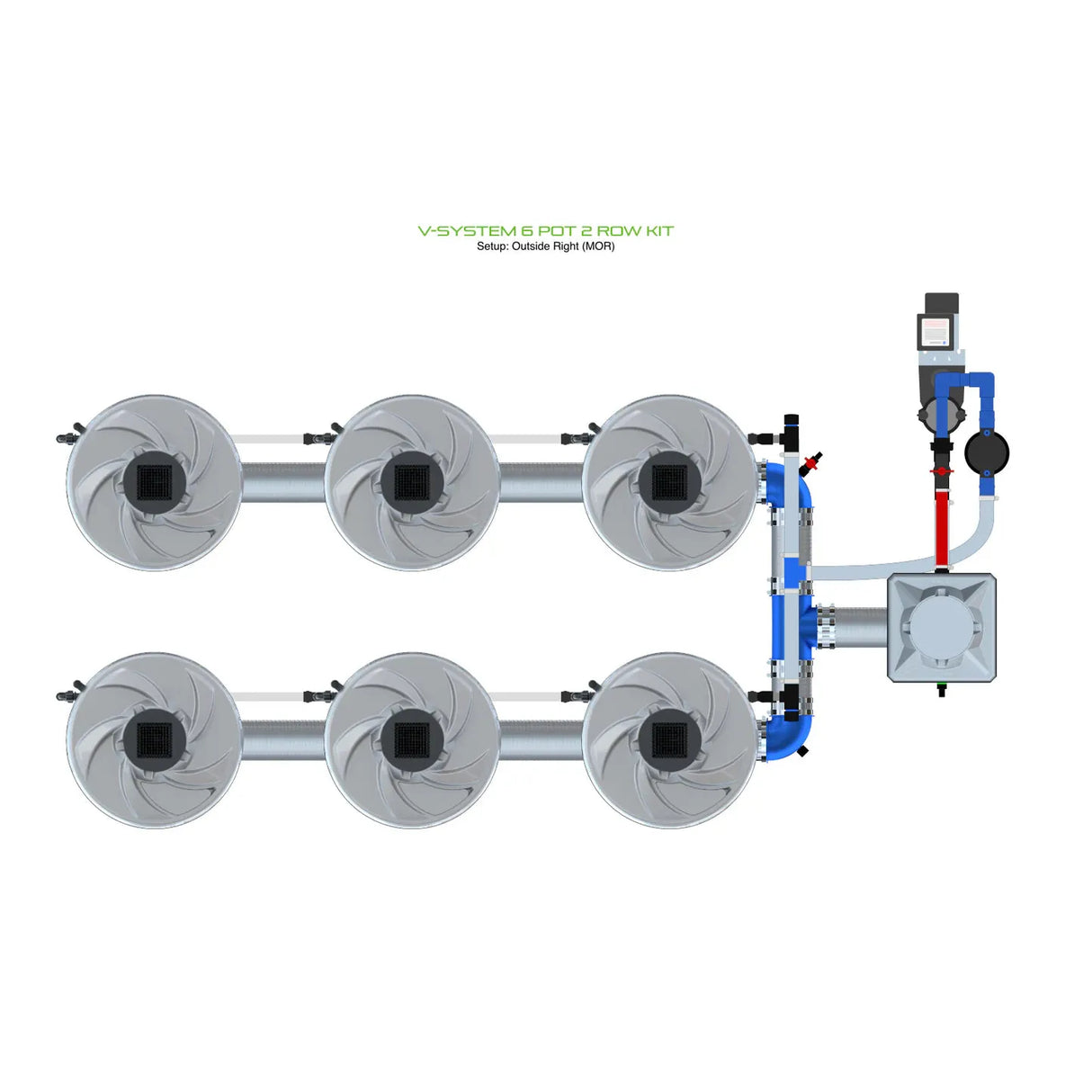 Alien Hydroponics V-SYSTEM 6 Pot 2 Row Kit