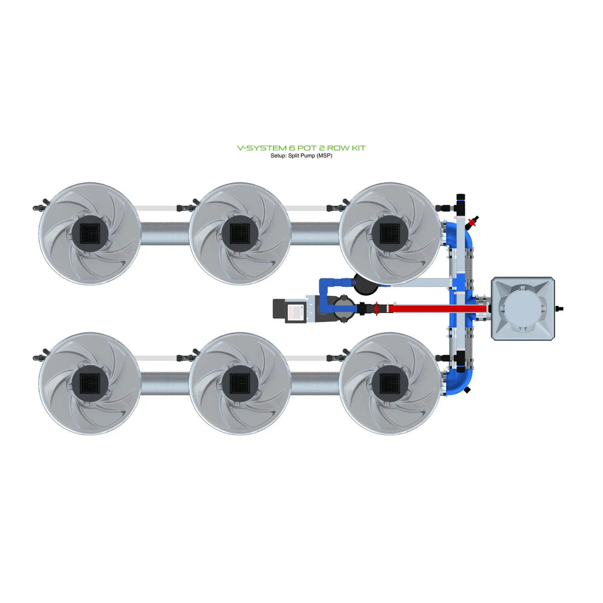 Alien Hydroponics V-SYSTEM 6 Pot 2 Row Kit