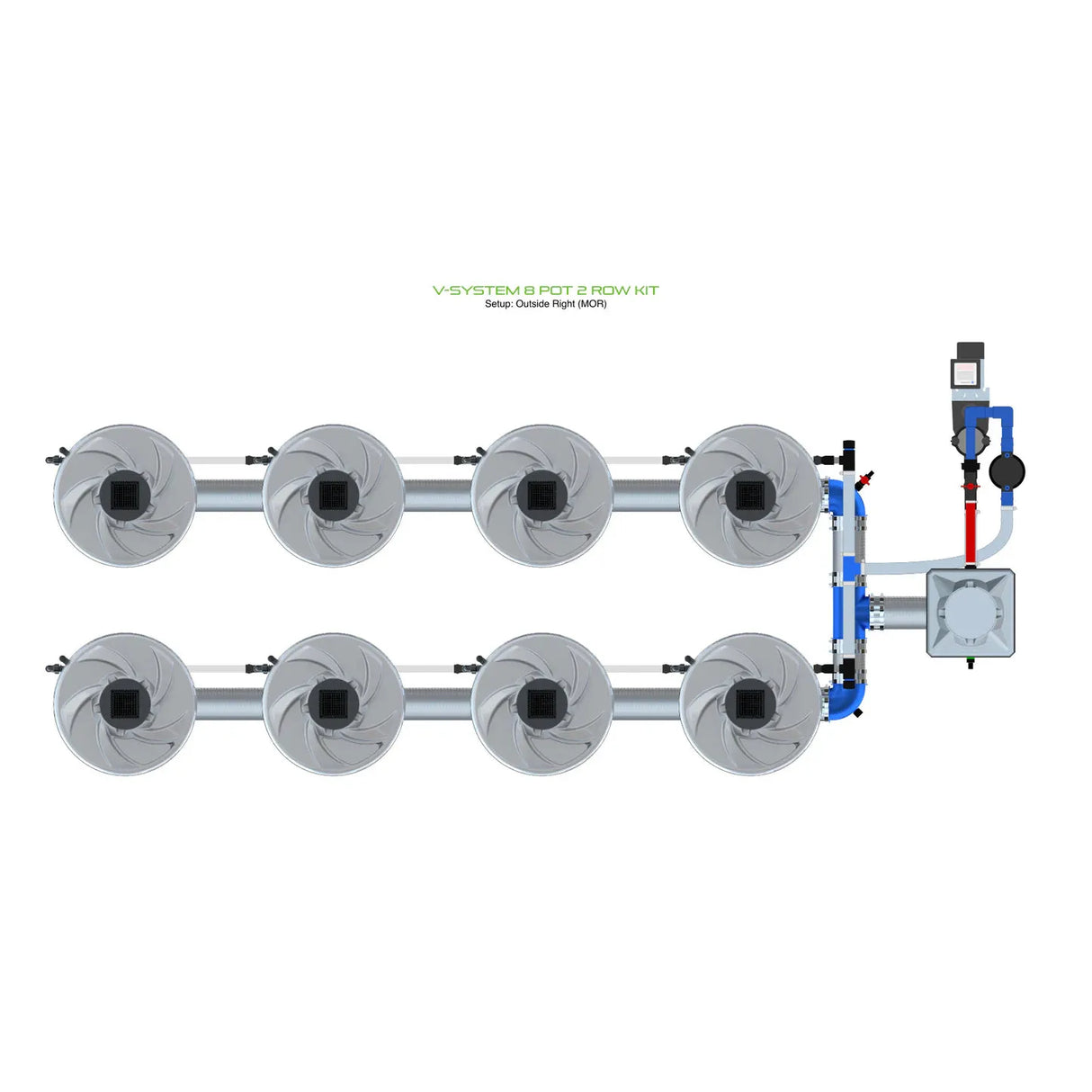 Alien Hydroponics V-SYSTEM 8 Pot 2 Row Kit