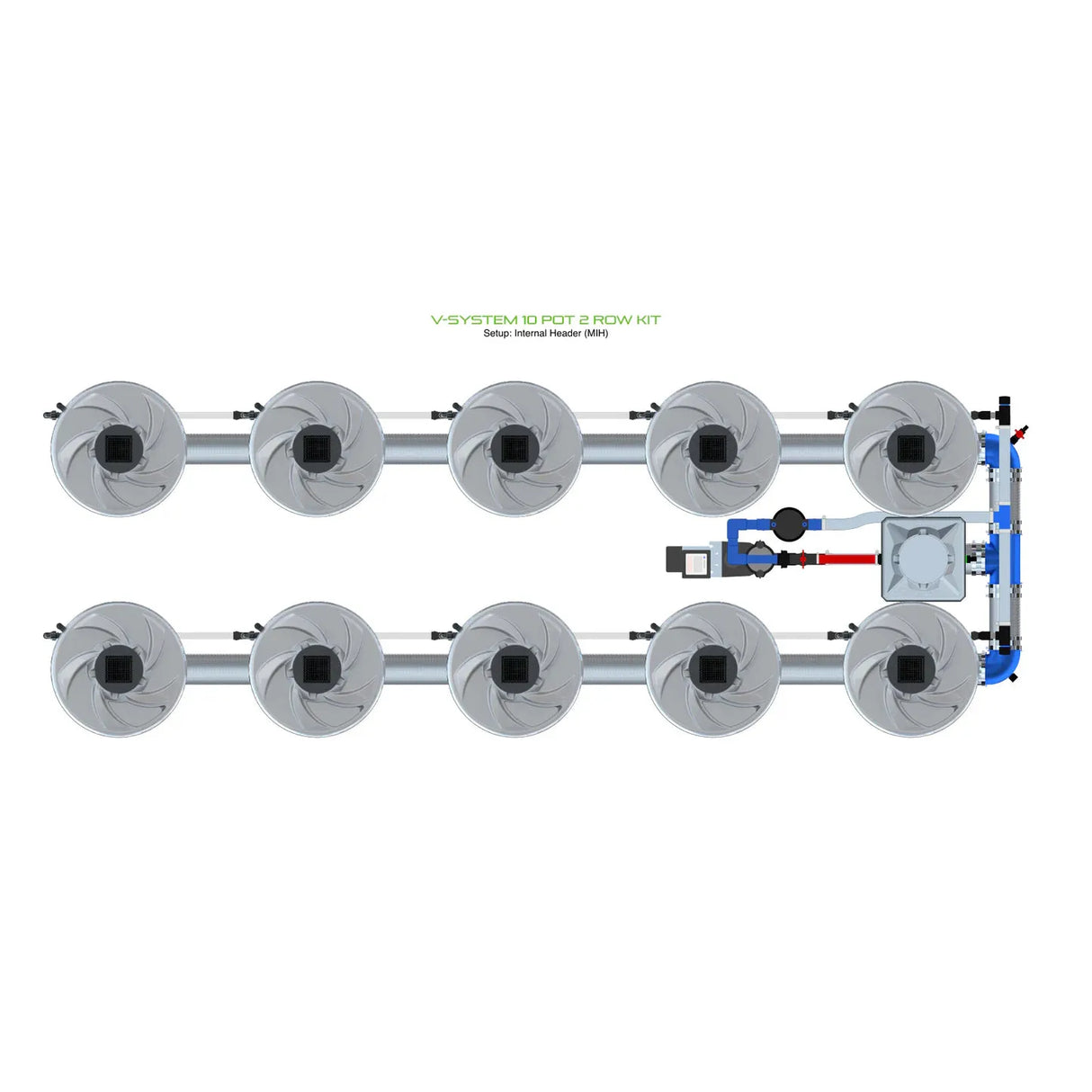 Alien Hydroponics V-SYSTEM 10 Pot 2 Row Kit