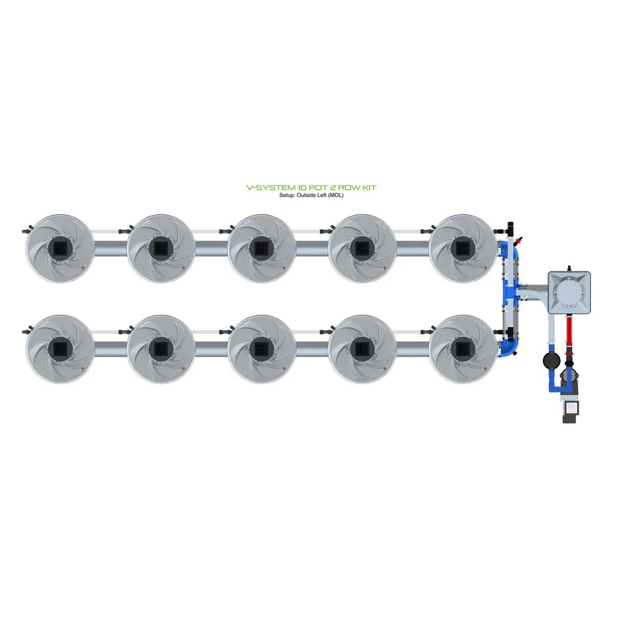 Alien Hydroponics V-SYSTEM 10 Pot 2 Row Kit