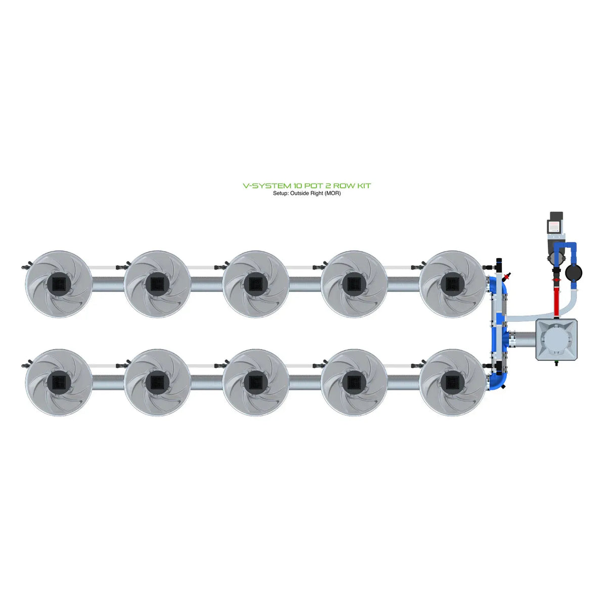 Alien Hydroponics V-SYSTEM 10 Pot 2 Row Kit