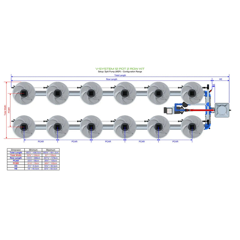 Alien Hydroponics V-SYSTEM 12 Pot 2 Row Kit