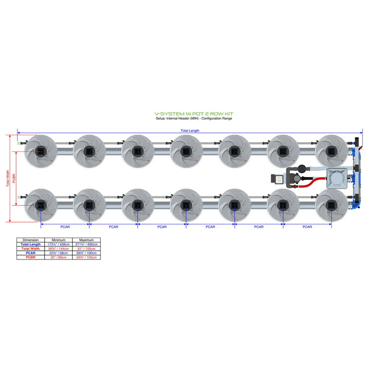 Alien Hydroponics V-SYSTEM 14 Pot 2 Row Kit