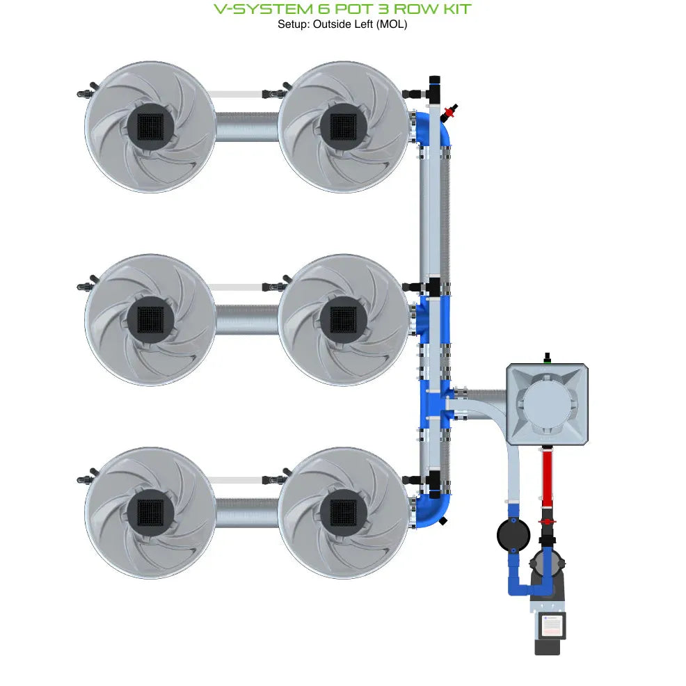 Alien Hydroponics V-SYSTEM 6 Pot 3 Row Kit