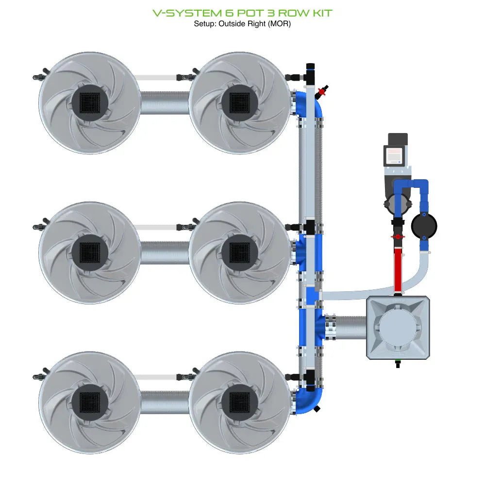 Alien Hydroponics V-SYSTEM 6 Pot 3 Row Kit