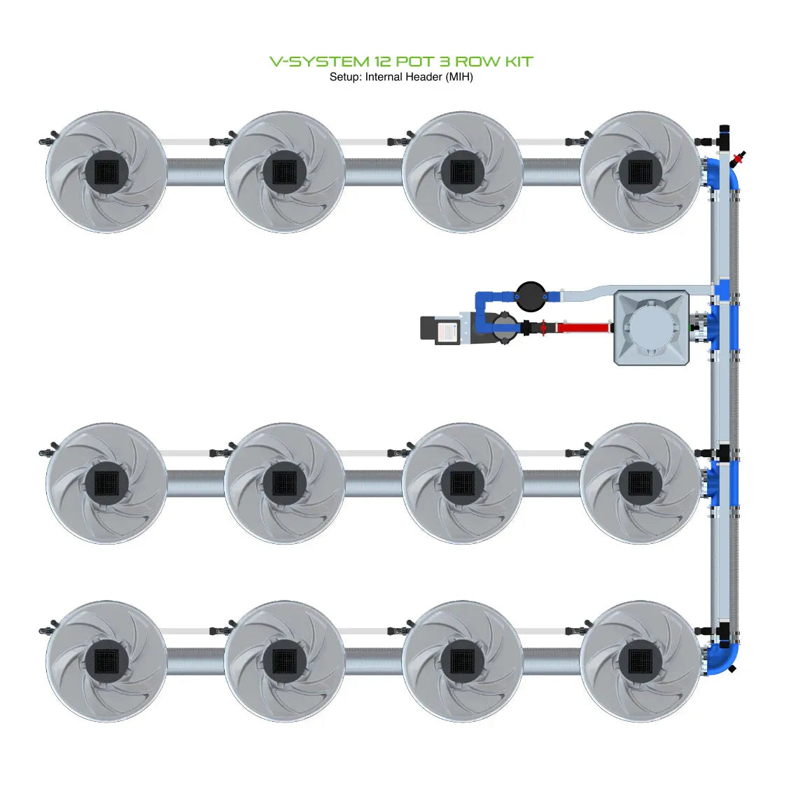 Alien Hydroponics V-SYSTEM 12 Pot 3 Row Kit