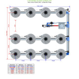 Alien Hydroponics V-SYSTEM 12 Pot 3 Row Kit