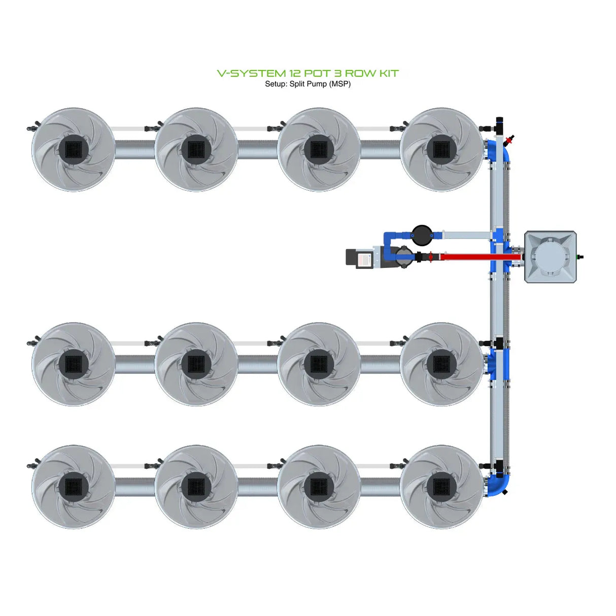 Alien Hydroponics V-SYSTEM 12 Pot 3 Row Kit
