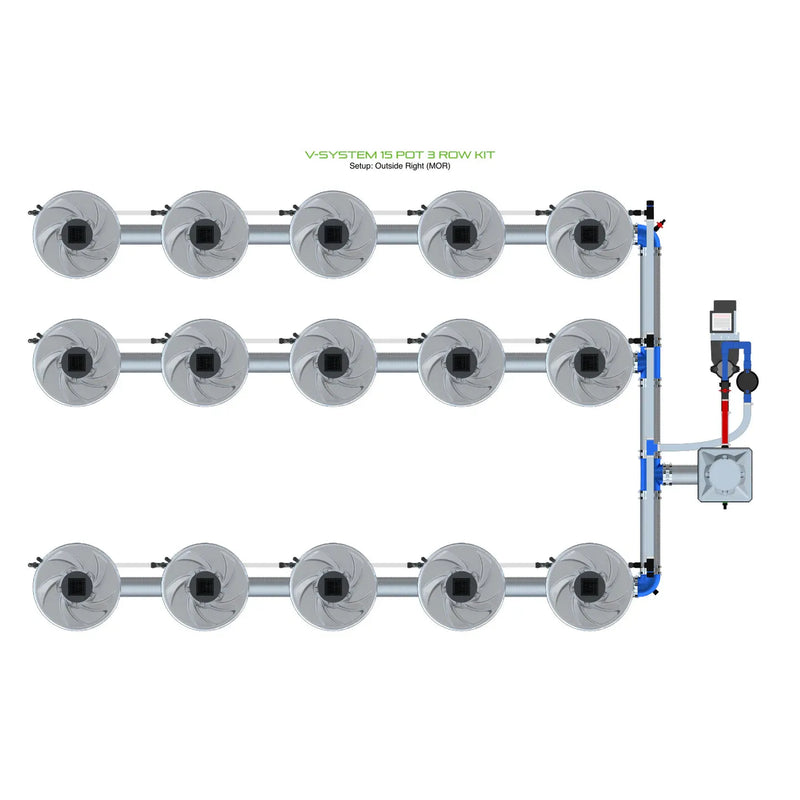 Alien Hydroponics V-SYSTEM 15 Pot 3 Row Kit