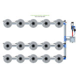 Alien Hydroponics V-SYSTEM 15 Pot 3 Row Kit