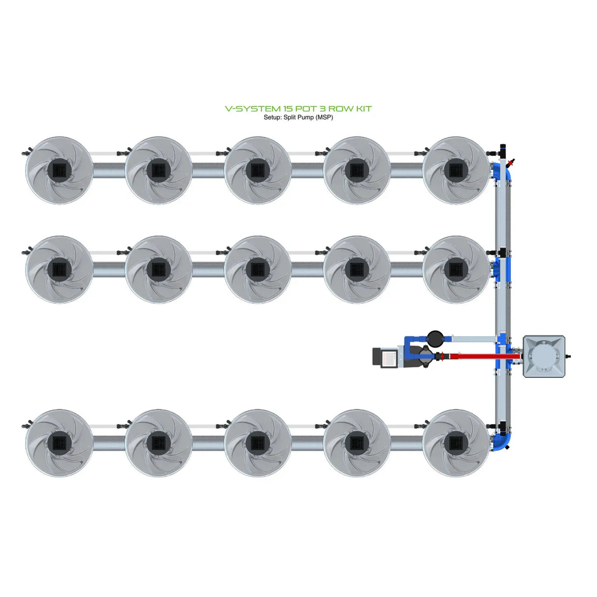 Alien Hydroponics V-SYSTEM 15 Pot 3 Row Kit