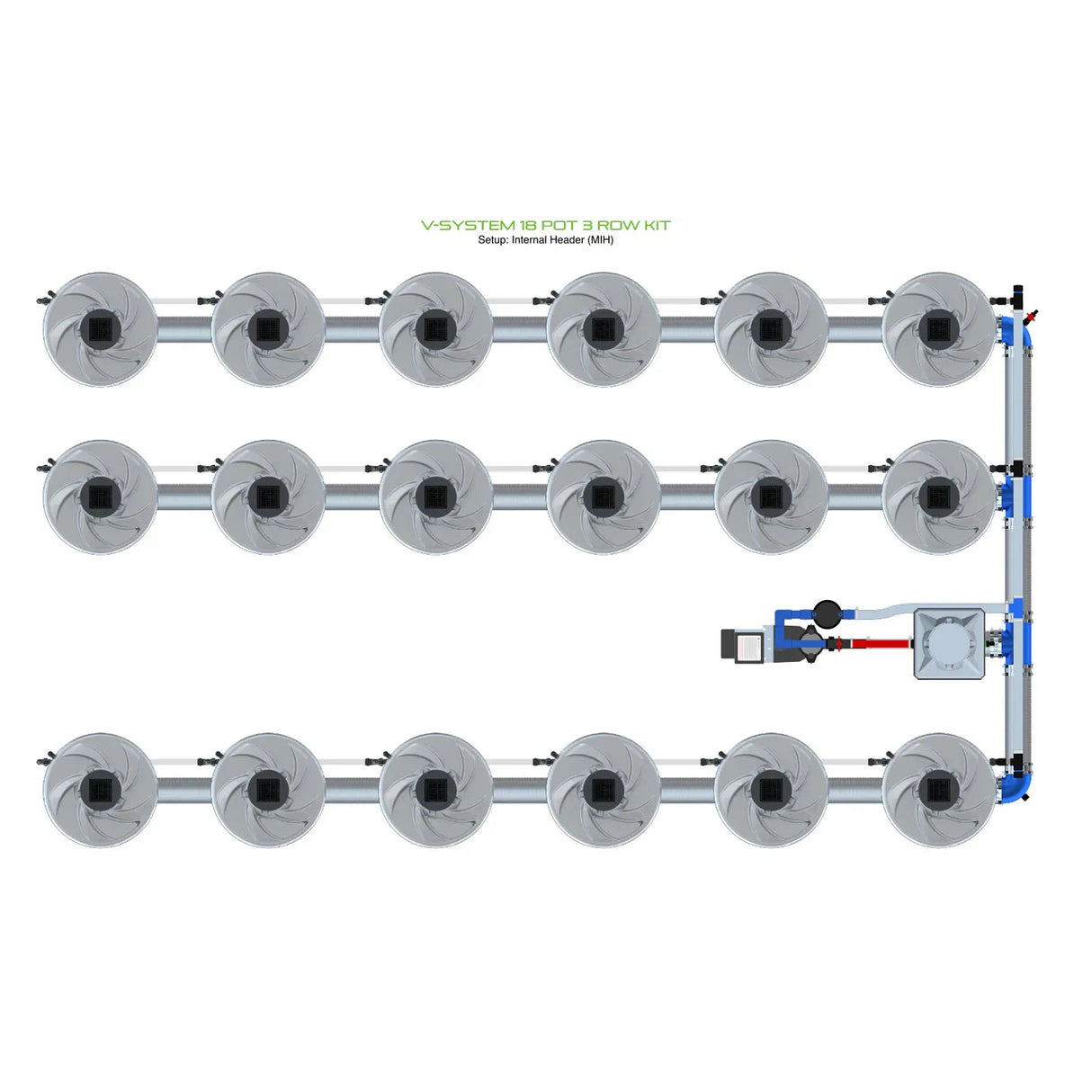 Alien Hydroponics V-SYSTEM 18 Pot 3 Row Kit