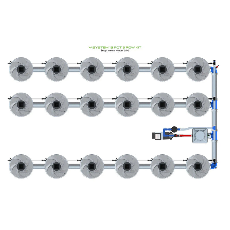 Alien Hydroponics V-SYSTEM 18 Pot 3 Row Kit