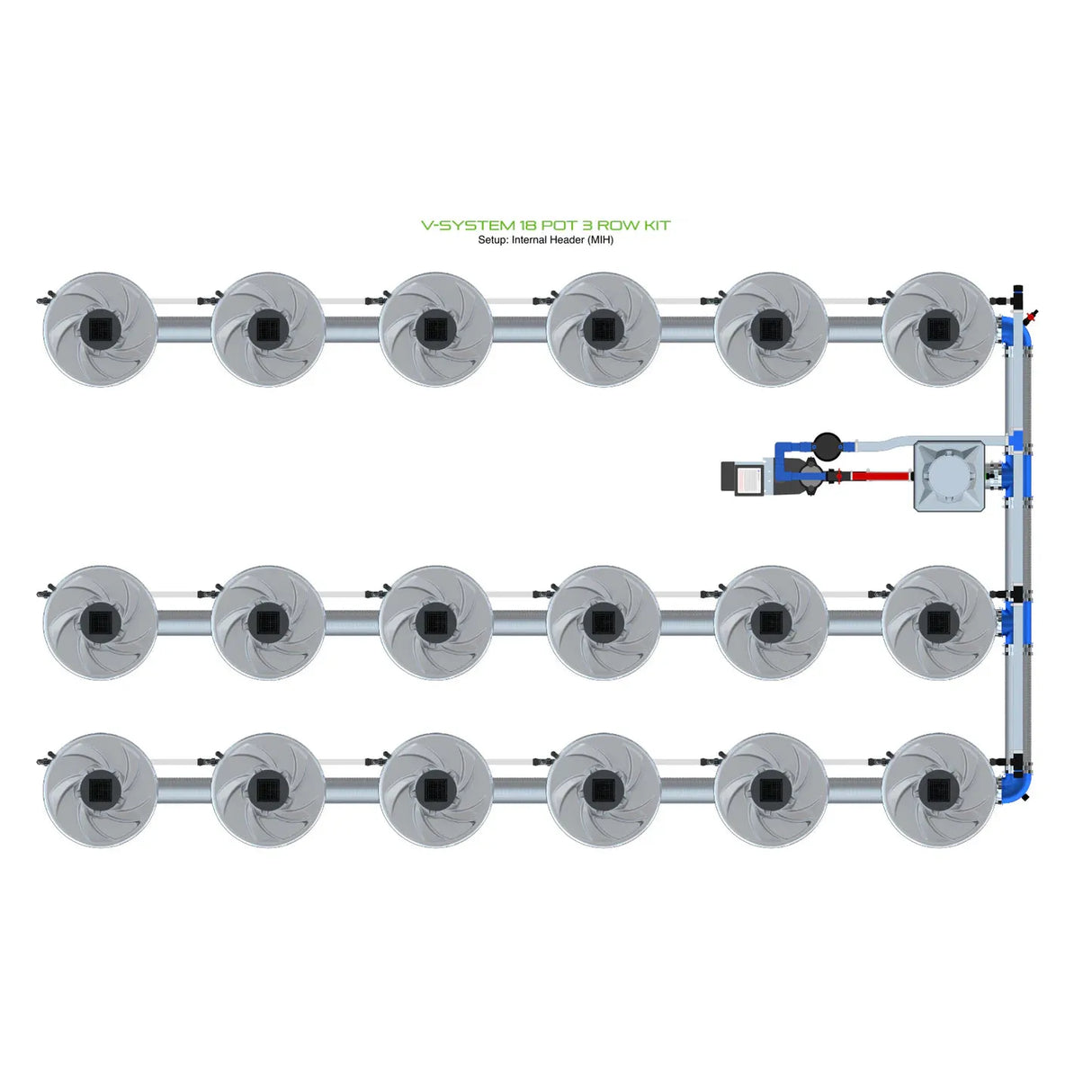 Alien Hydroponics V-SYSTEM 18 Pot 3 Row Kit