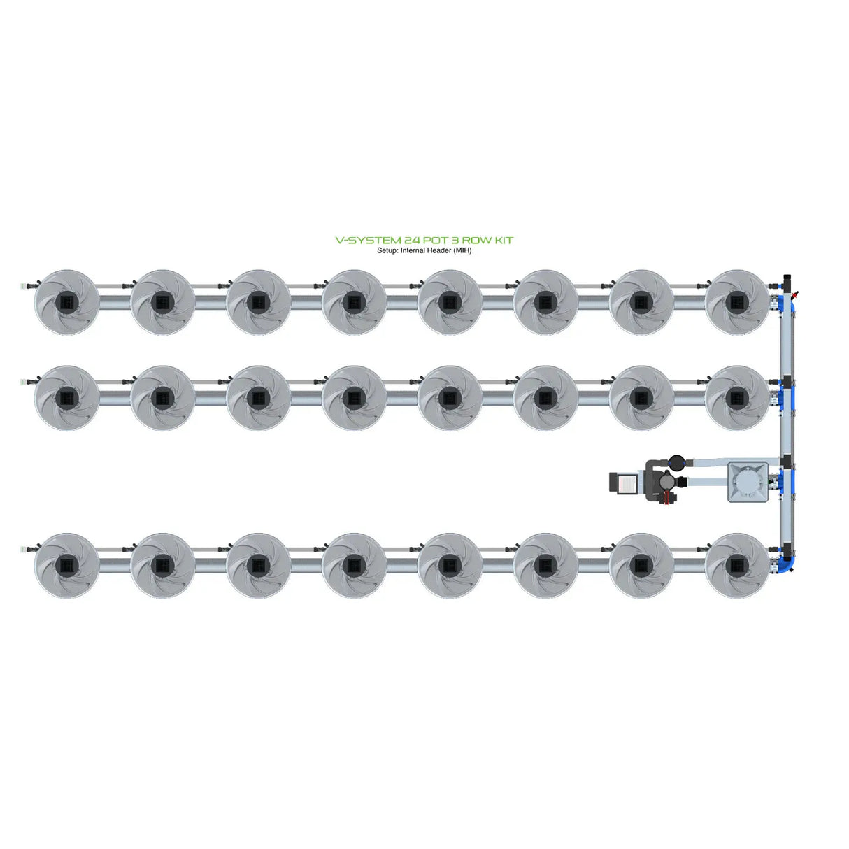 Alien Hydroponics V-SYSTEM 24 Pot 3 Row Kit
