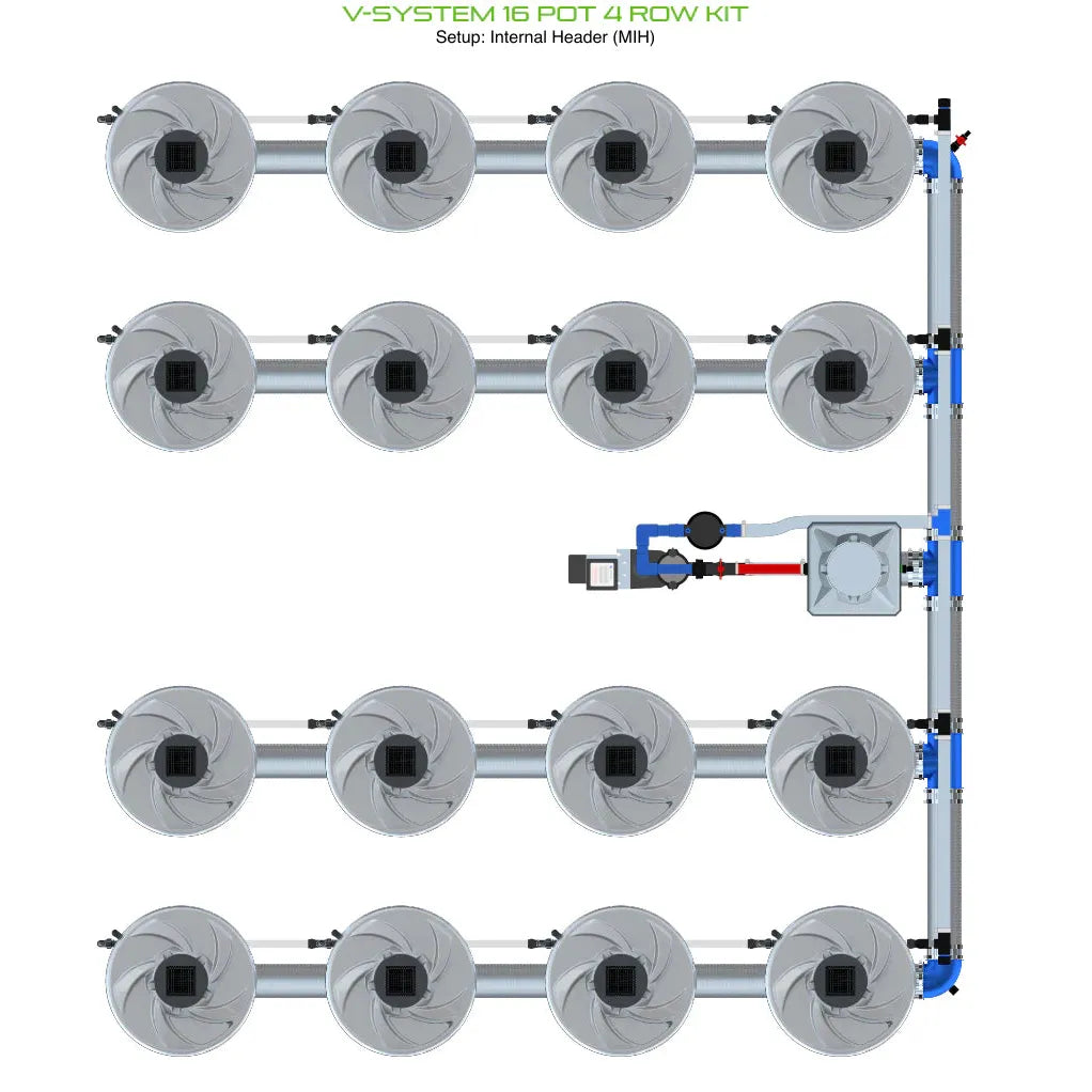 Alien Hydroponics V-SYSTEM 16 Pot 4 Row Kit