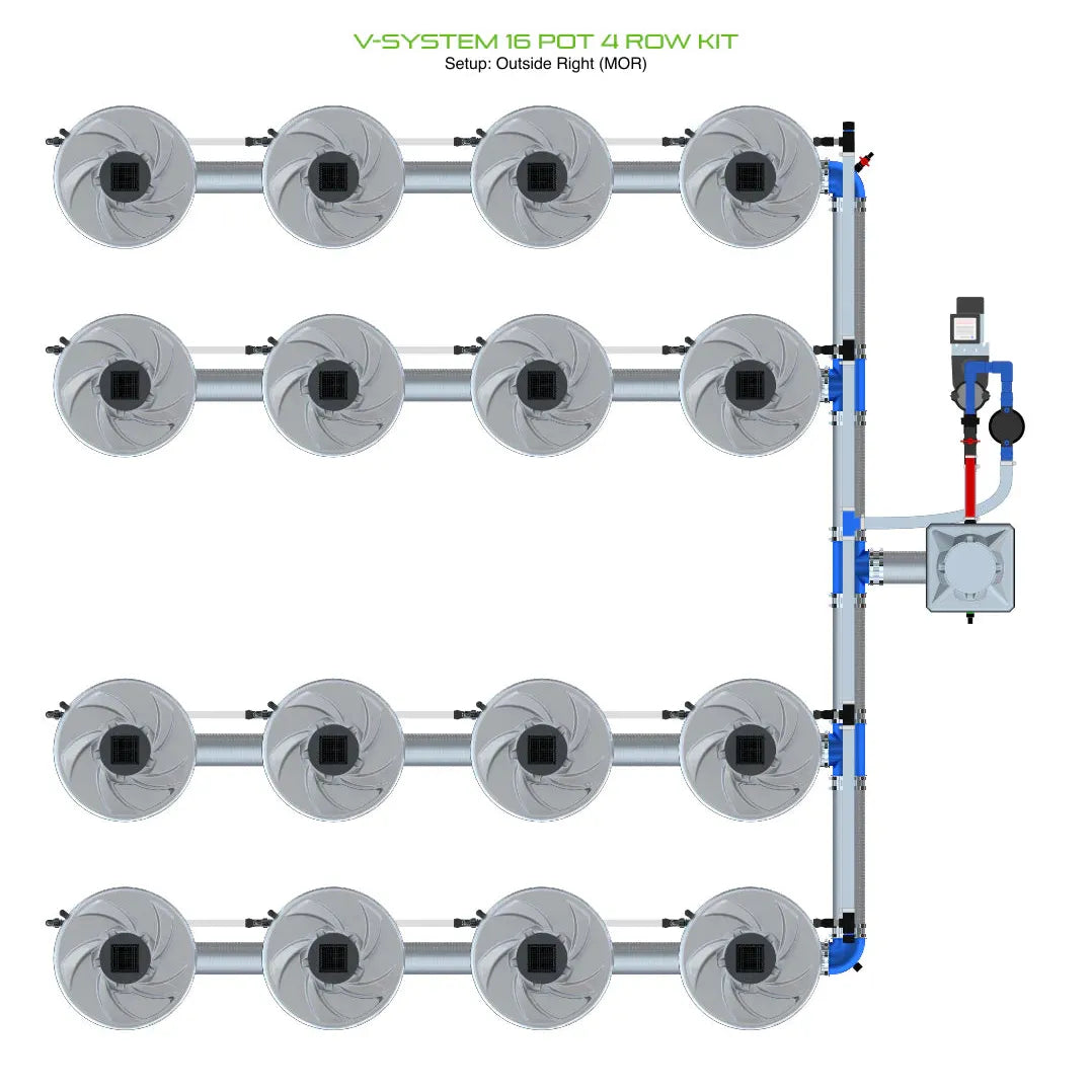 Alien Hydroponics V-SYSTEM 16 Pot 4 Row Kit