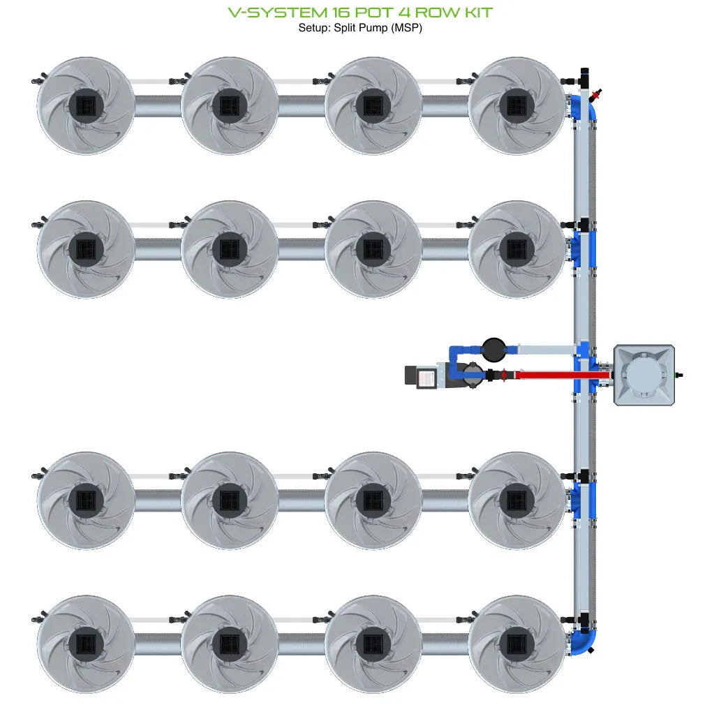 Alien Hydroponics V-SYSTEM 16 Pot 4 Row Kit