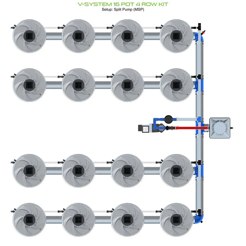 Alien Hydroponics V-SYSTEM 16 Pot 4 Row Kit