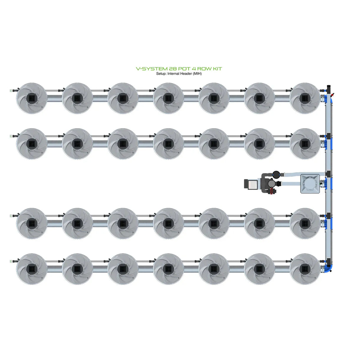 Alien Hydroponics V-SYSTEM 28 Pot 4 Row Kit