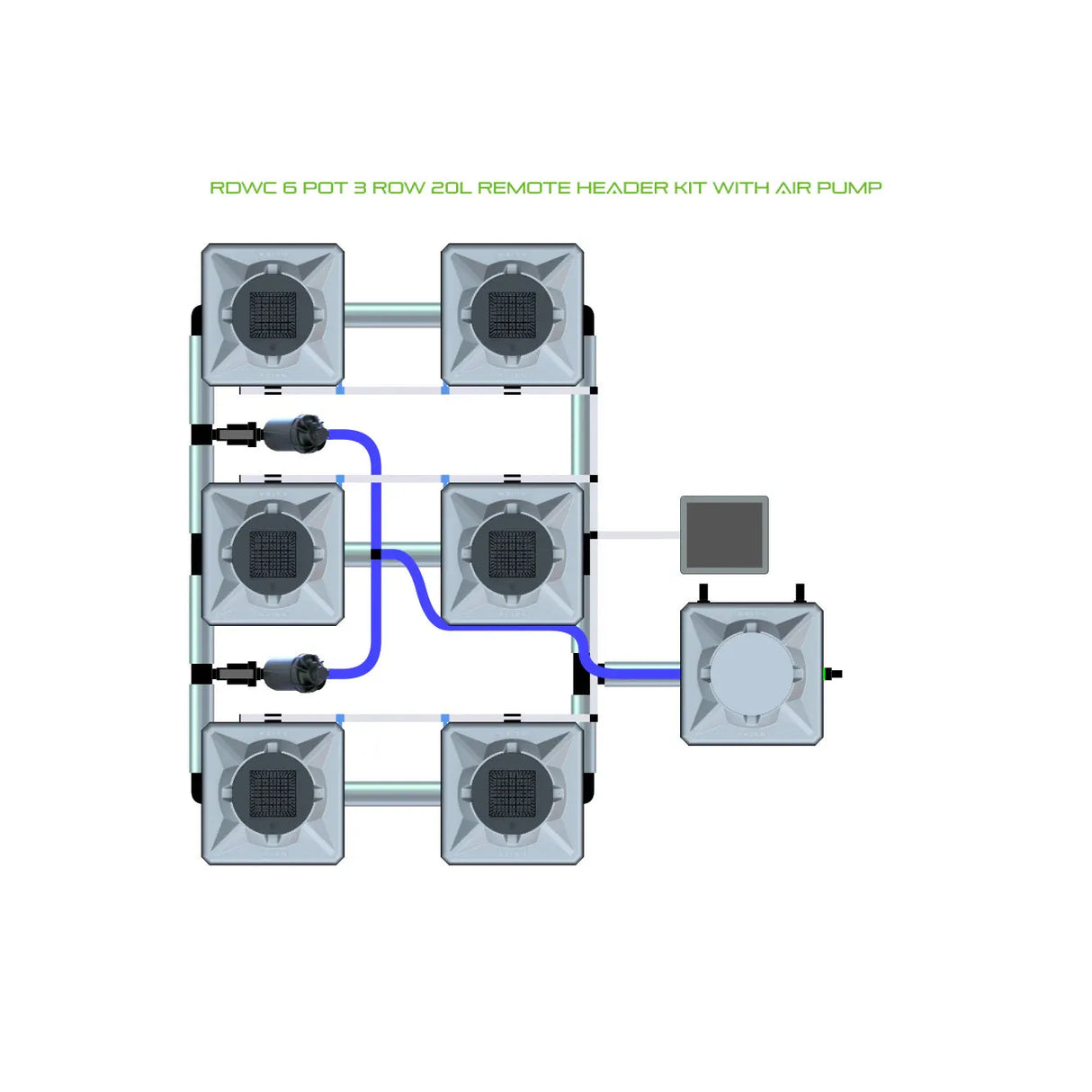 Alien Hydroponics RDWC 6 Pot 3 Row Kit