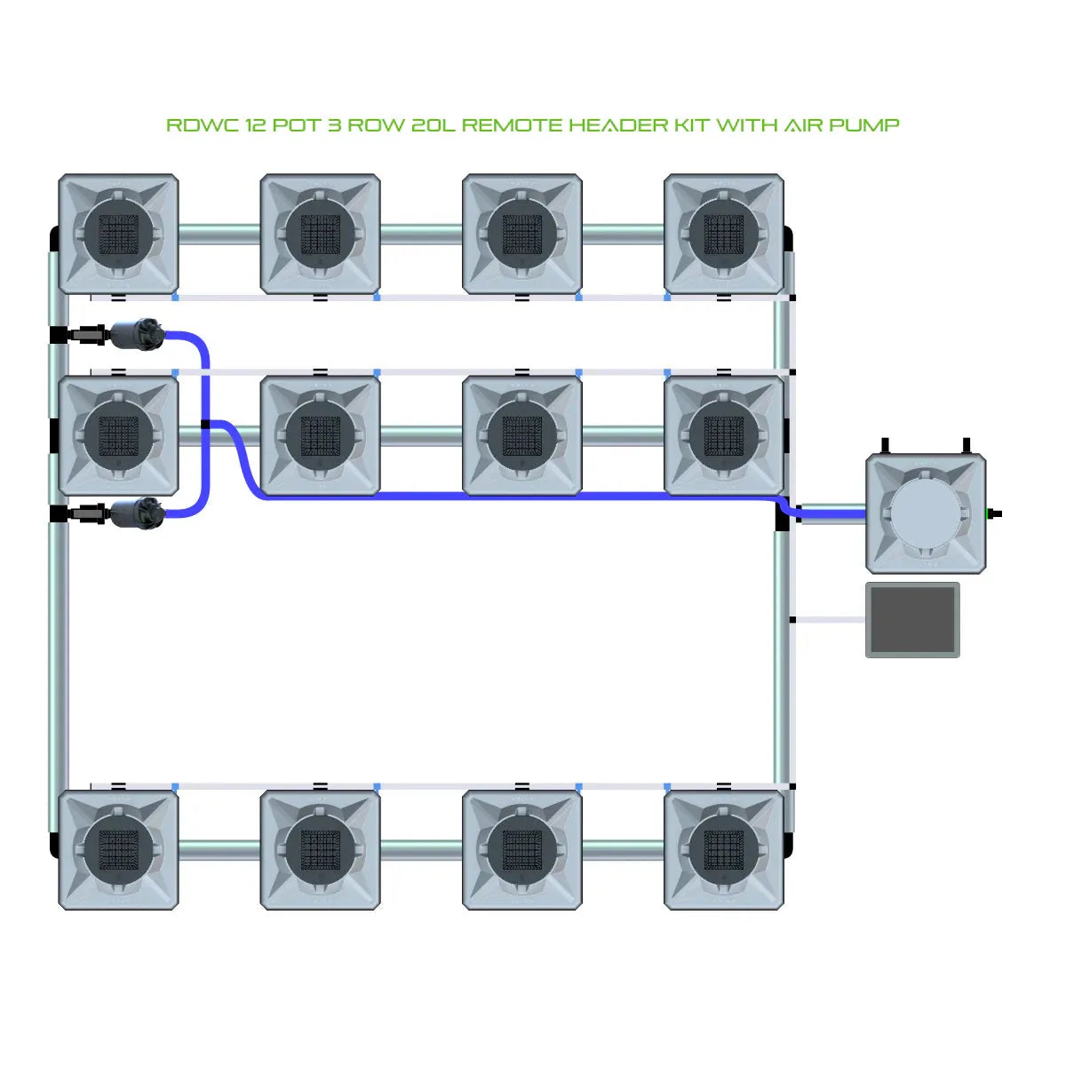Alien Hydroponics RDWC 12 Pot 3 Row Kit