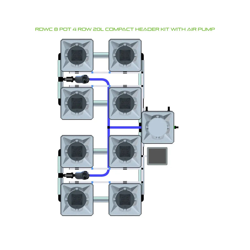 Alien Hydroponics RDWC 8 Pot 4 Row Kit