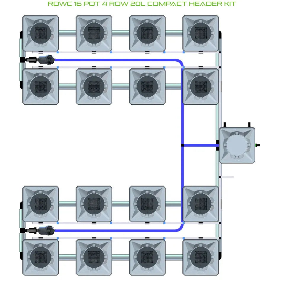 Alien Hydroponics RDWC 16 Pot 4 Row Kit