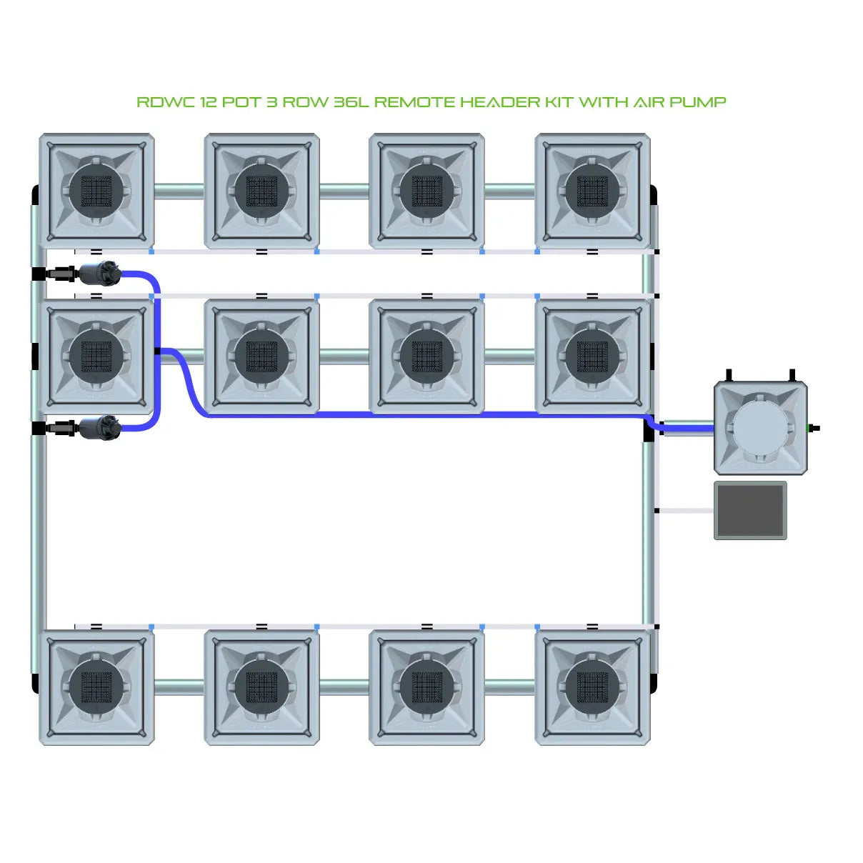 Alien Hydroponics RDWC 12 Pot 3 Row Kit