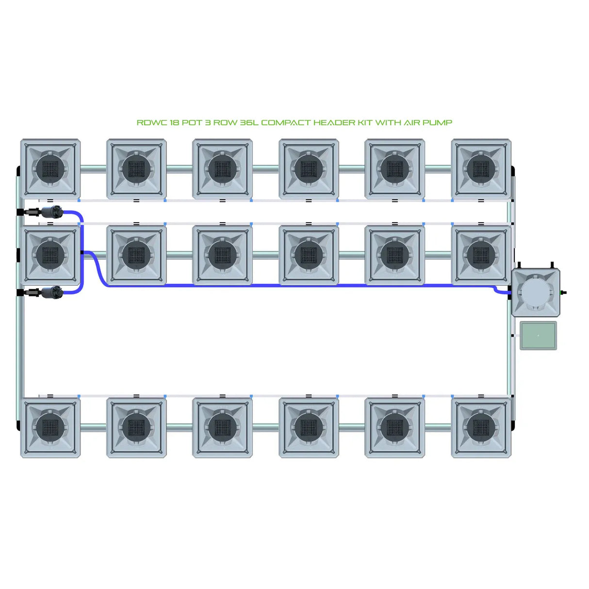 Alien Hydroponics RDWC 18 Pot 3 Row Kit