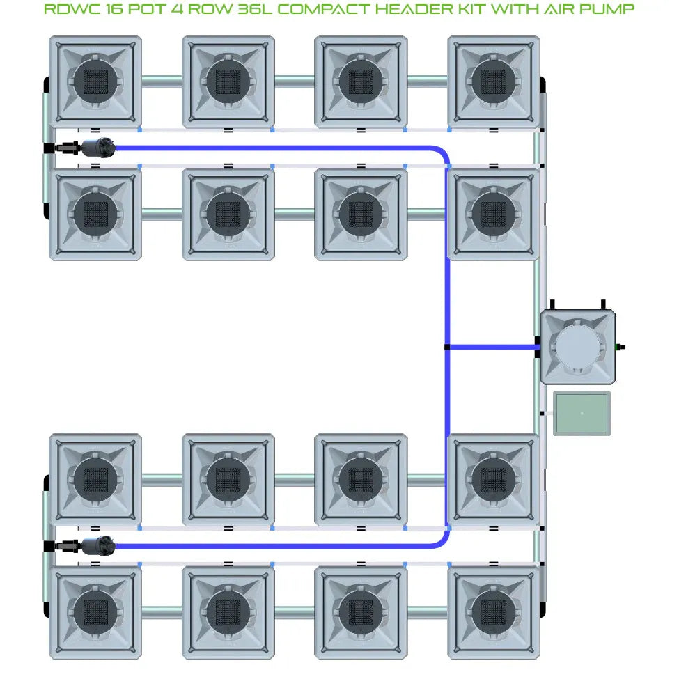 Alien Hydroponics RDWC 16 Pot 4 Row Kit