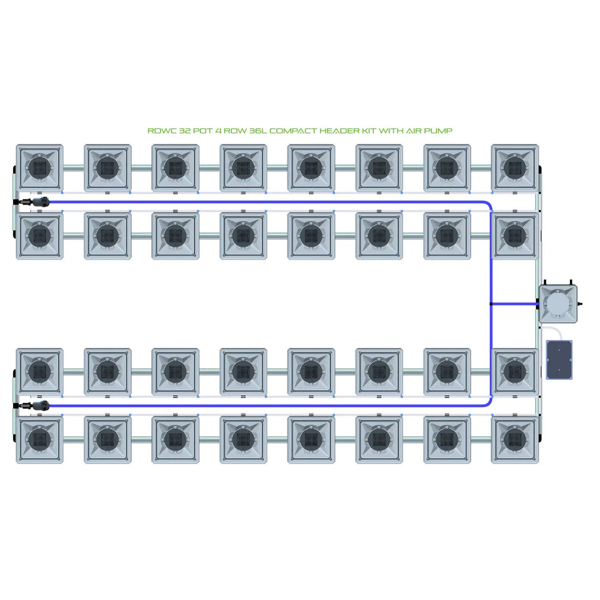 Alien Hydroponics RDWC 32 Pot 4 Row Kit