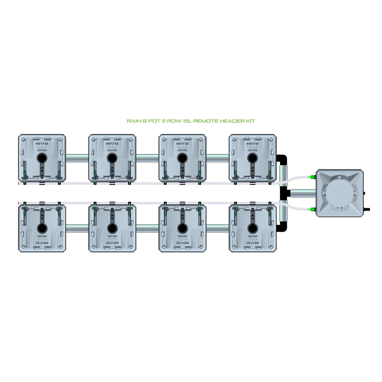 Alien Hydroponics RAIN 8 Pot 2 Row Kit