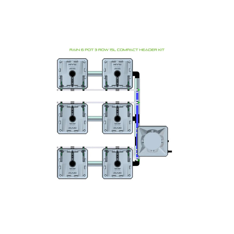 Alien Hydroponics RAIN 6 Pot 3 Row Kit